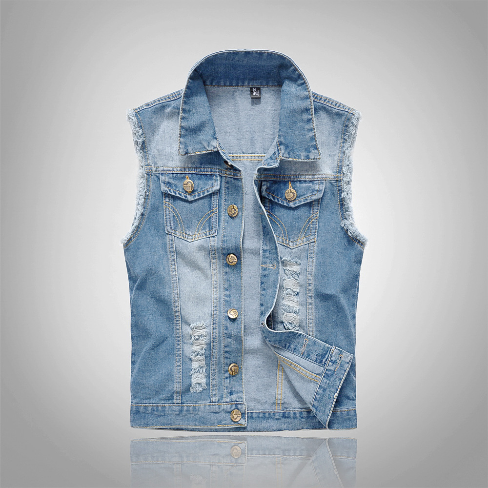 Summer Clothing Motorcycle - 트렌디한 남성용 오토바이 의류: 연청 데님