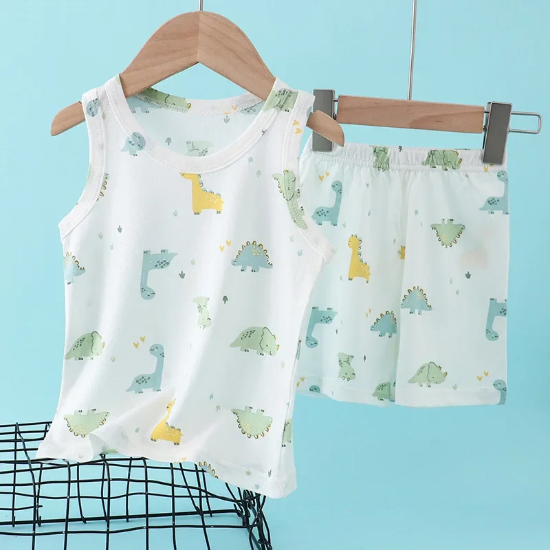 Summer Clothing Baby Boy - 어린이 대나무 면 조끼 정장 여름