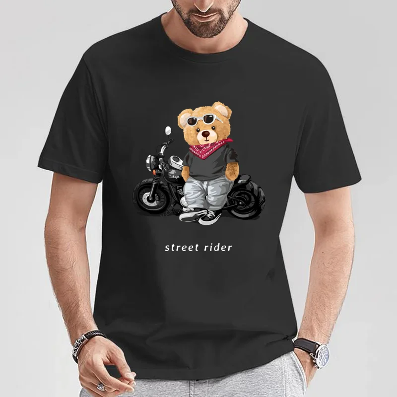 Summer Clothing Motorcycle - 오토바이 Lovers Street Teddy Knight 프린트