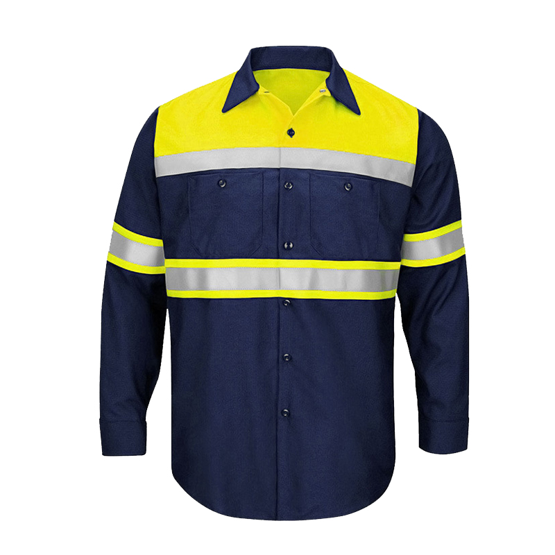 Summer Hi Vis Clothing - 남성용 긴팔 100% 코튼 반사 작업복,