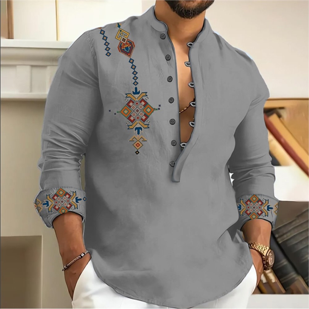 Summer Clothing Men 2025 - 2025 여름 남성 하와이안 셔츠 긴팔
