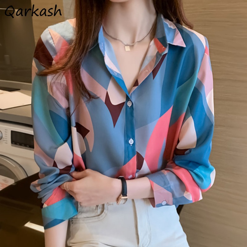 Summer Clothing Young Women - 여성용 레저 셔츠, 올매치 긴팔 턴다운