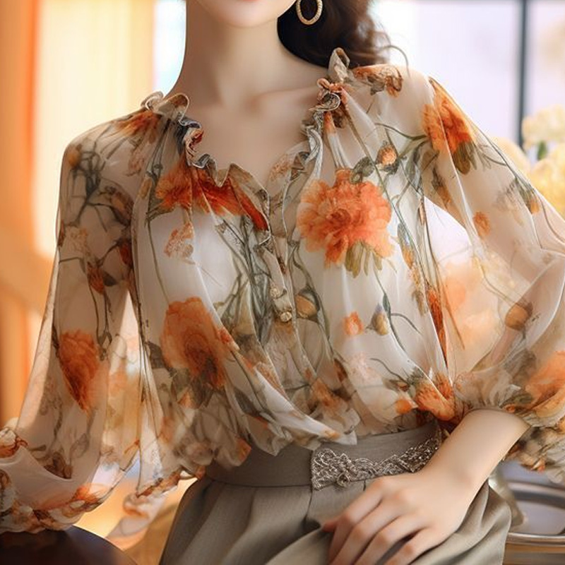 Summer Clothing Young Women - 2024 꽃 탑 달콤한 숙녀 인쇄