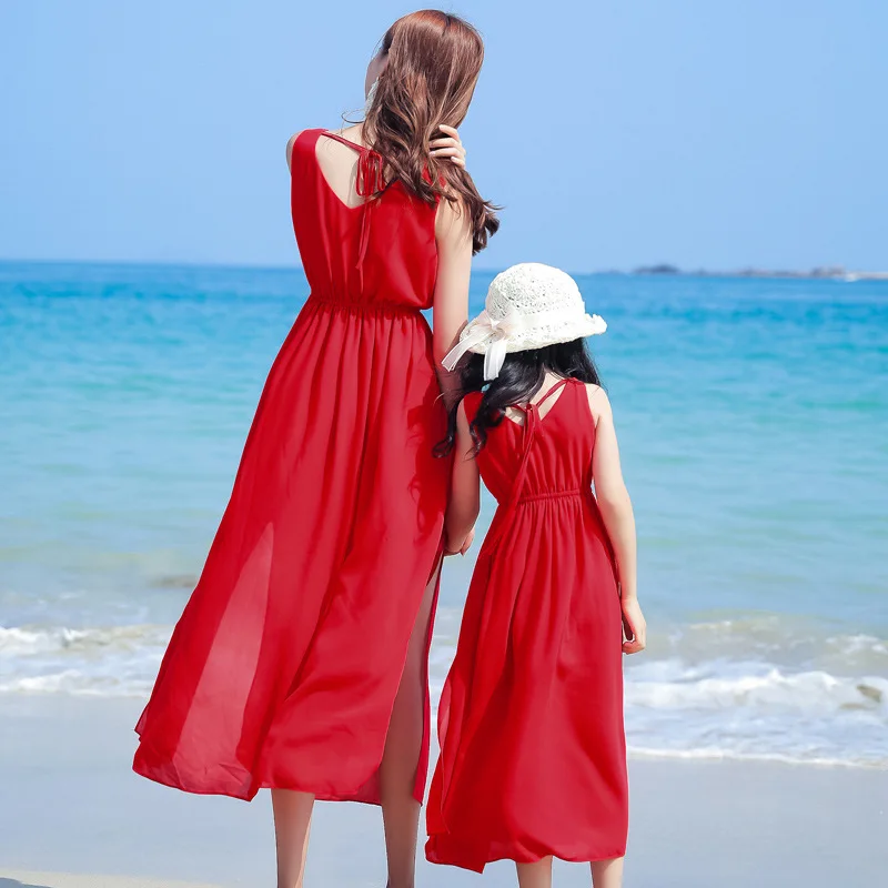 엄마와 소녀 아기 휴가 룩 드레스 어머니 딸 매칭 리조 - Summer Clothing Looks 리뷰 및 가격