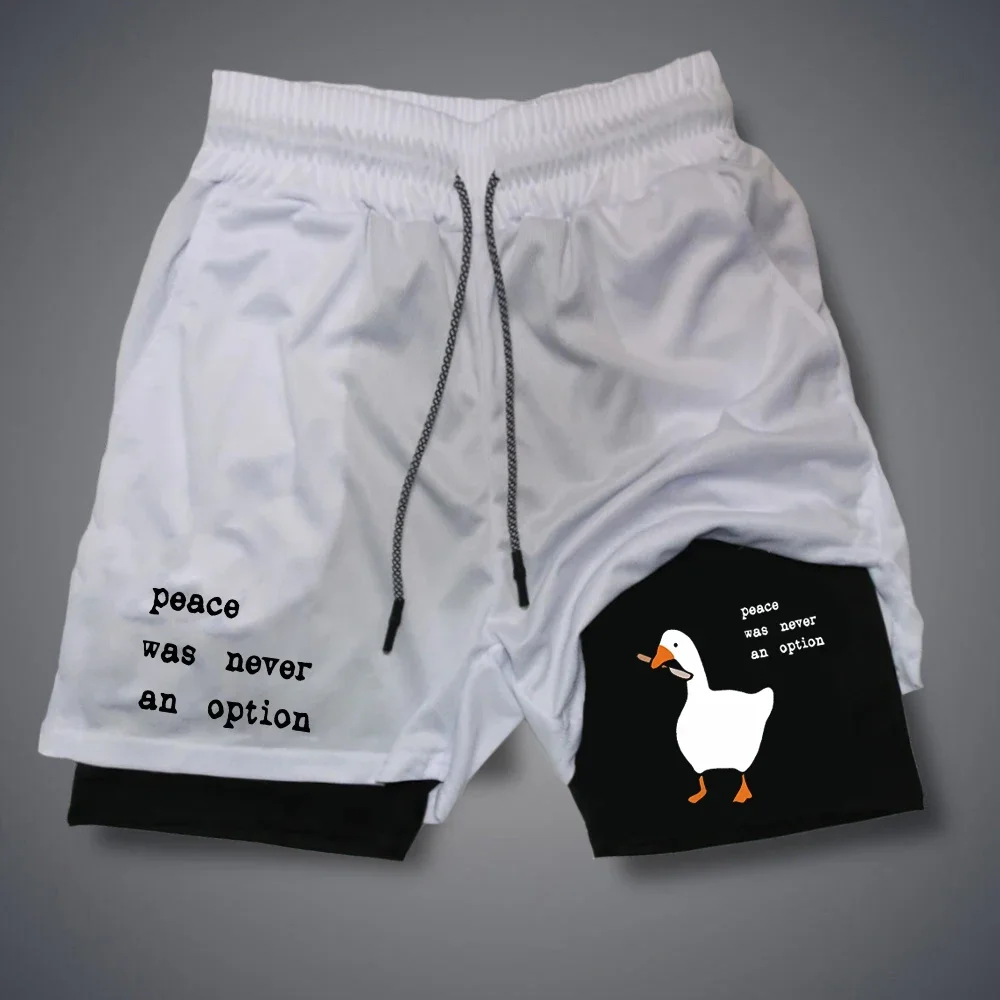 만화 오리 프린트 남성 반바지 여름 이중 레이어 레터  - Summer Duck Clothing 리뷰 및 가격