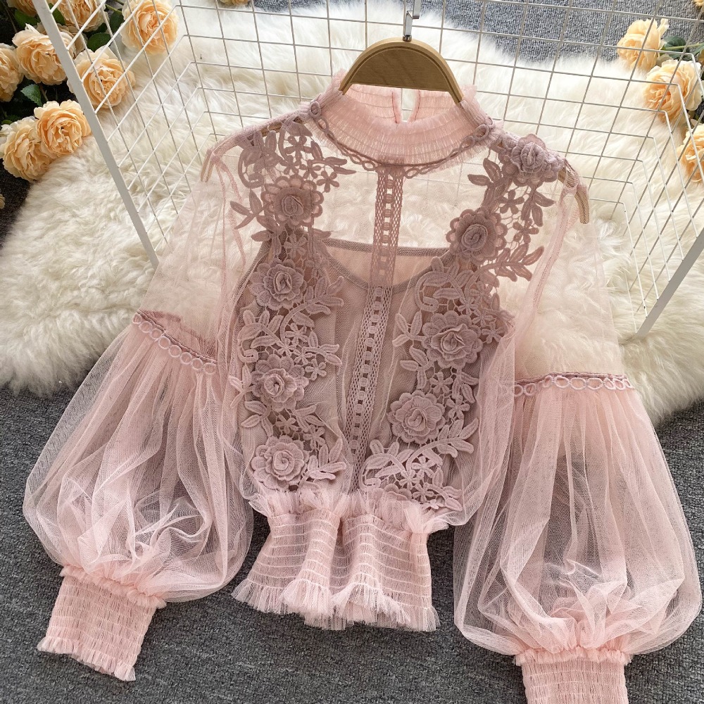 2 개/대 레이스 퍼프 긴 소매 블라우스 빈티지 패션  - Summer Clothing Vintage 리뷰 및 가격
