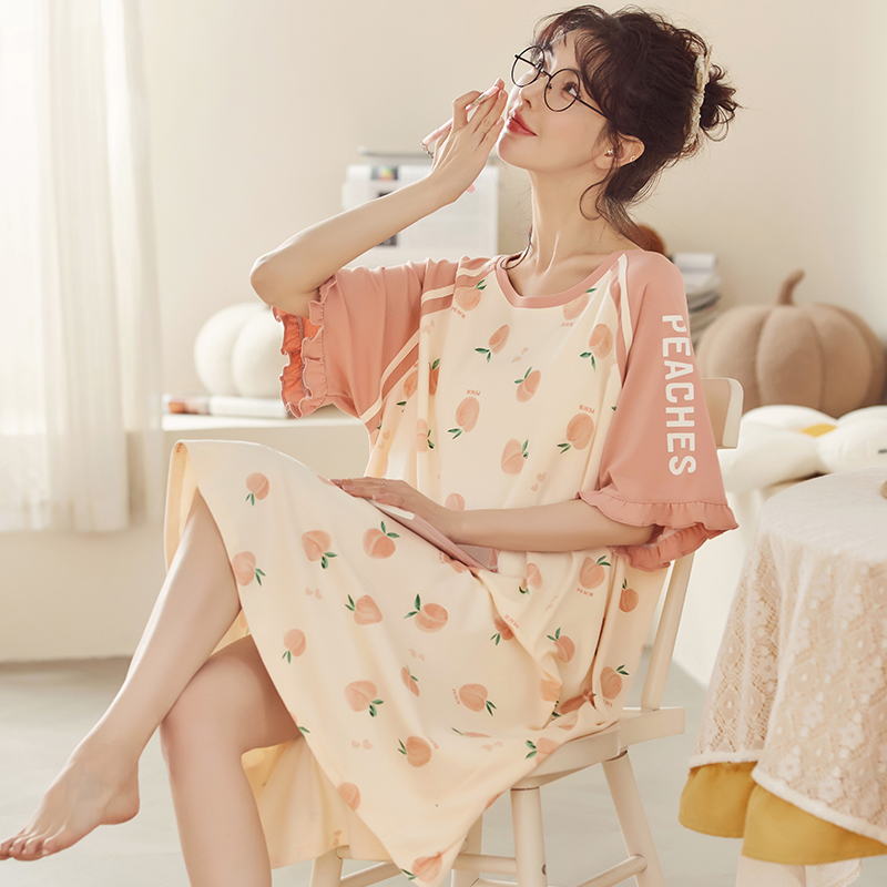여름 귀여운 여성 잠옷 M-5XL 나이트 가운 홈웨어  - Summer Clothing Young Women 리뷰 및 가격