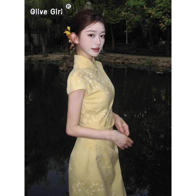 개선된 치파오 드레스 2026 신상 젊은 여성용 오렌지 - Summer Clothing Young Women 리뷰 및 가격