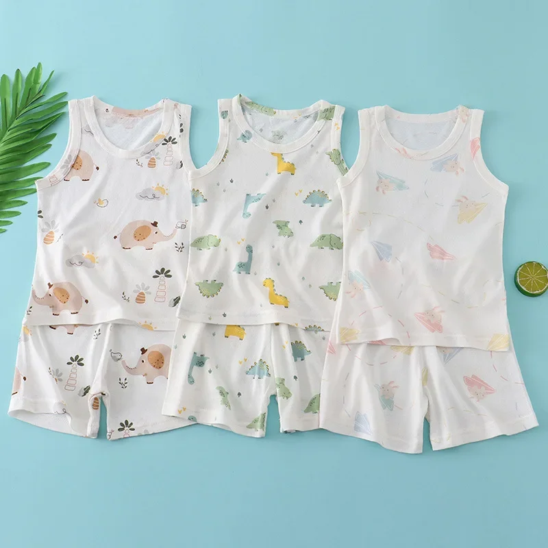 어린이 대나무 면 조끼 정장 여름 얇은 민소매 옷 귀여 - Summer Clothing Baby Boy 리뷰 및 가격