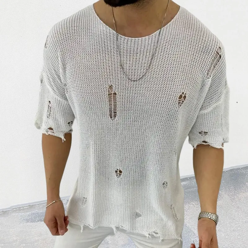 2025 여름 신사복 솔리드 컬러 스웨터 라운드 넥 반 - Summer Clothing Men 2025 리뷰 및 가격
