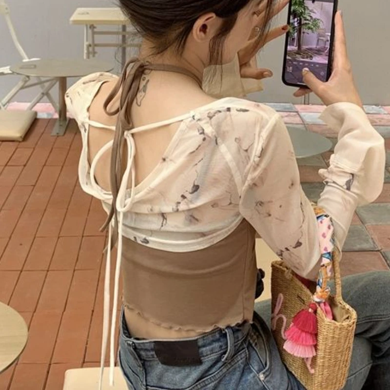 여성용 홀터 섹시 크롭탑 세트, 캐미스 타이 염색, 자 - Summer Clothing Young Women 리뷰 및 가격