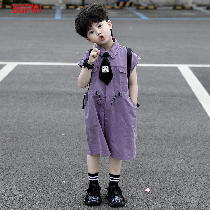 어린이 여름 반바지 작업복 카프리 소년 보라색 바지와  - Summer Clothing Baby Boy 리뷰 및 가격