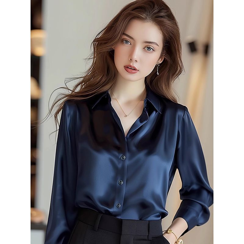 2025 여름 여성 새틴 셔츠 우아한 일반 긴 소매 블 - Summer Clothing Men 2025 리뷰 및 가격