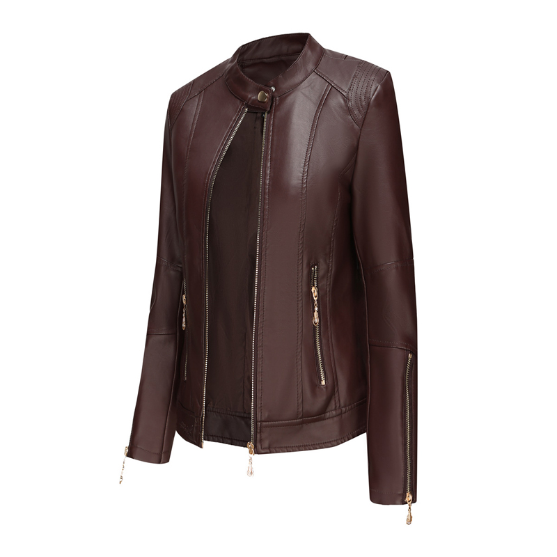 봄 가을 숙녀 캐주얼 가죽 자켓 야외 방풍 PU 스탠드 - Summer Clothing Motorcycle 리뷰 및 가격